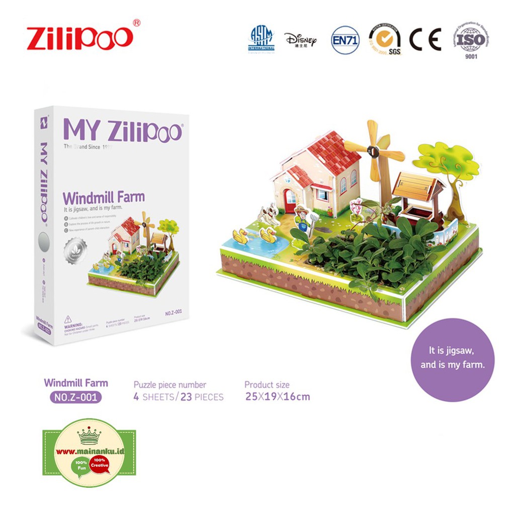 Puzzle 3d Bercocok Tanam | WINDMILL FARM Mainan Edukasi Berkebun Z-001