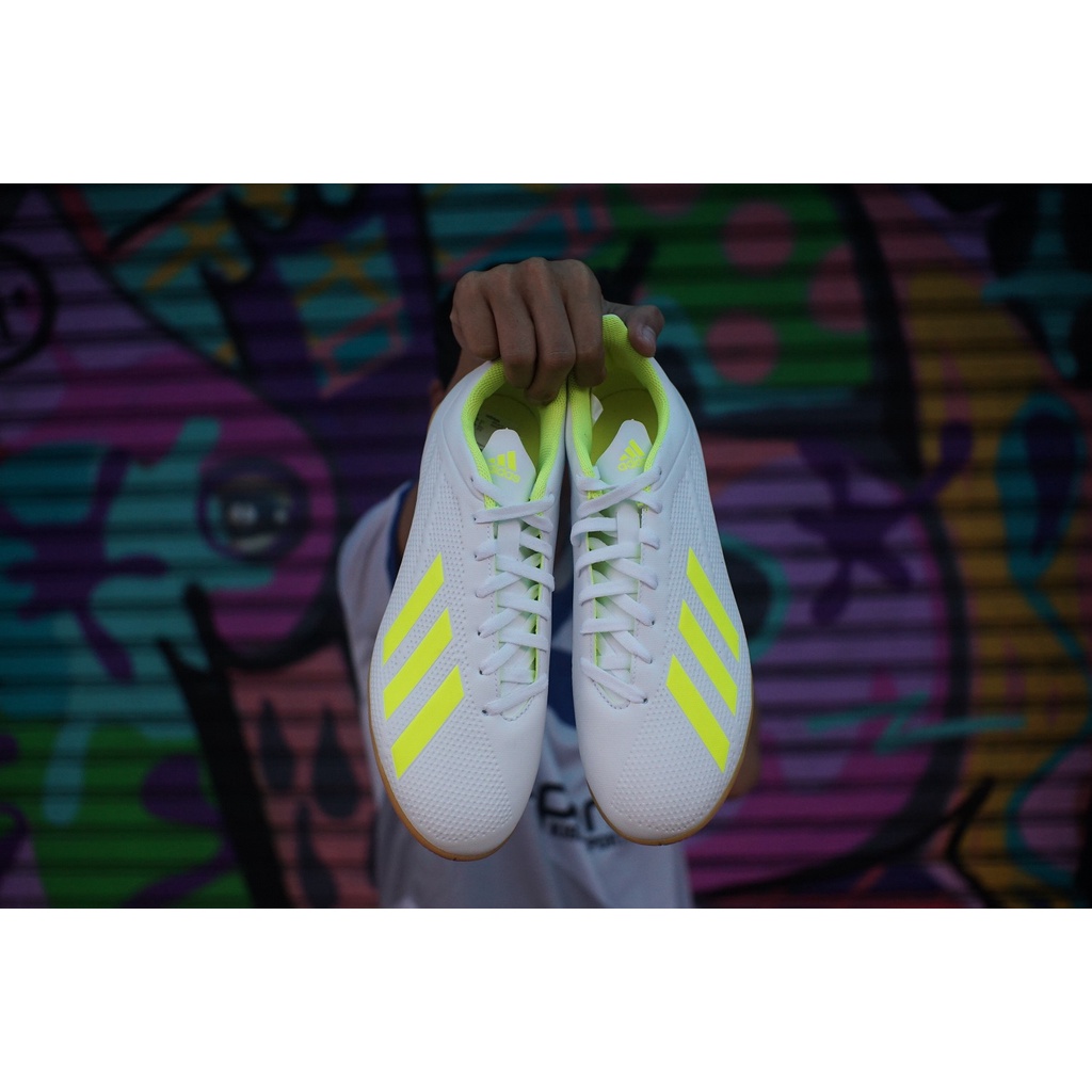 Sepatu Futsal Adidas X Tango 18.4 IN - White/Yellow  Original