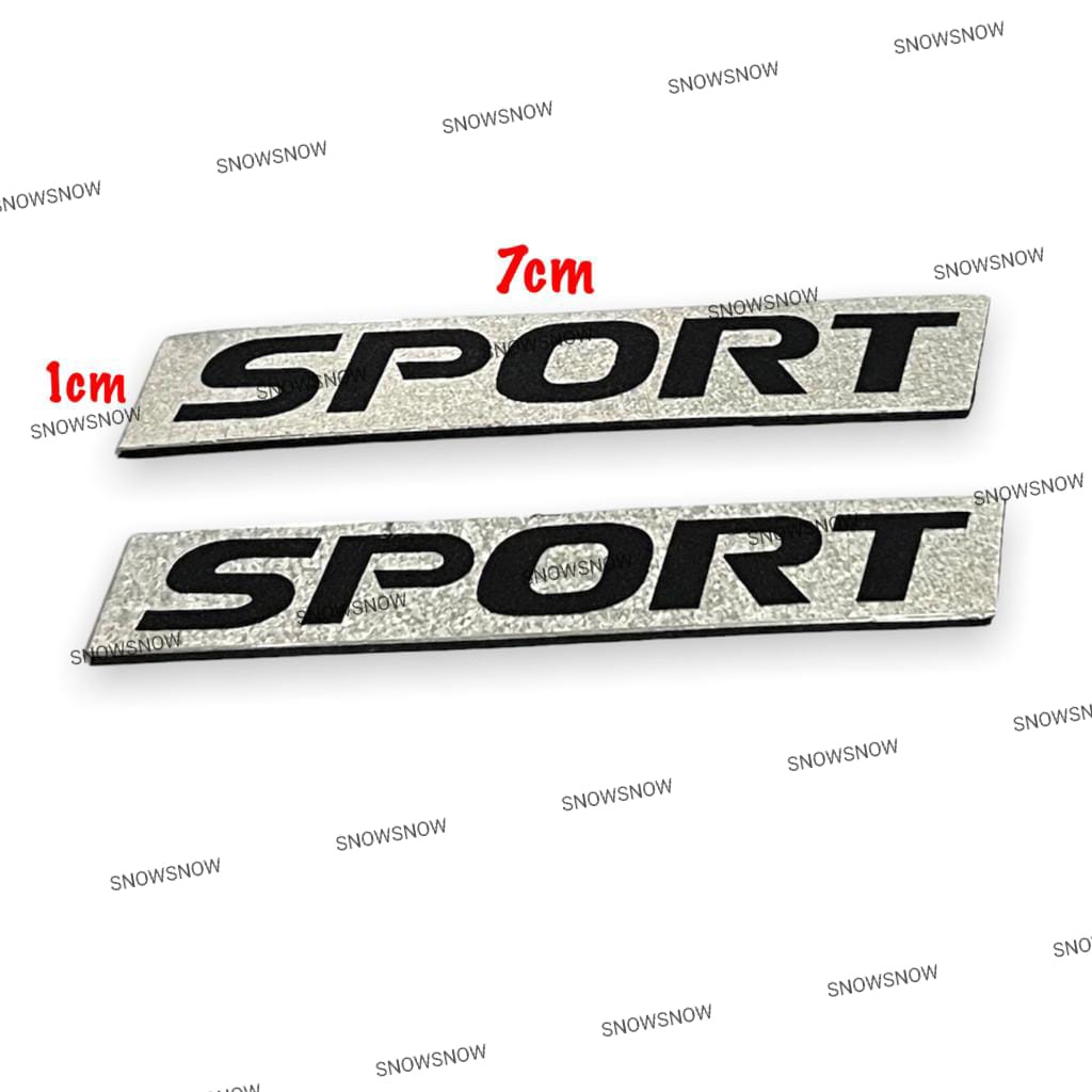 Stiker Emblem Emboss SPORT Mobil Motor Universal Silver Hitam