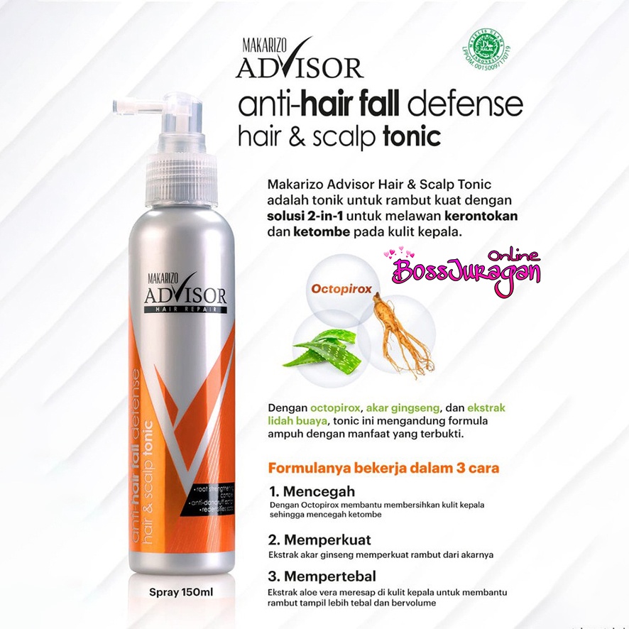 (BOSS) (145ml) Makarizo Advisor Hair &amp; Scalp Tonic 145mL / Perawatan Rambut Rontok dan Ketombe