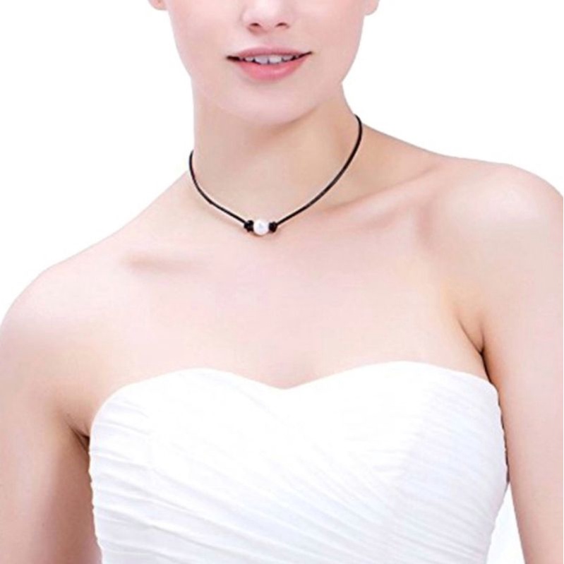 Kalung Choker Korea Tali Mutiara Korean Pearl Necklace Leather