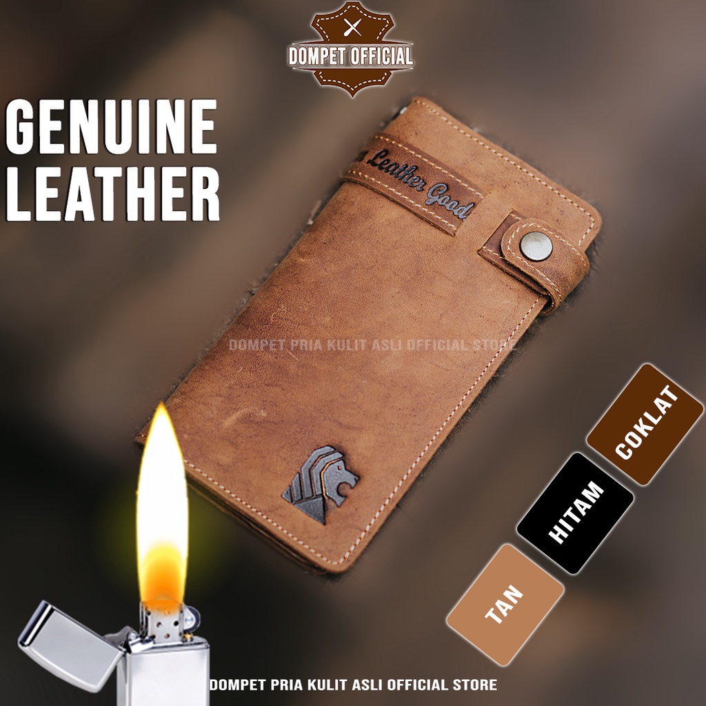 Dompet Pria Panjang Lipat Kulit Sapi Asli Premium Original Lokal Branded Terbaru Mewah Crazy Horse A
