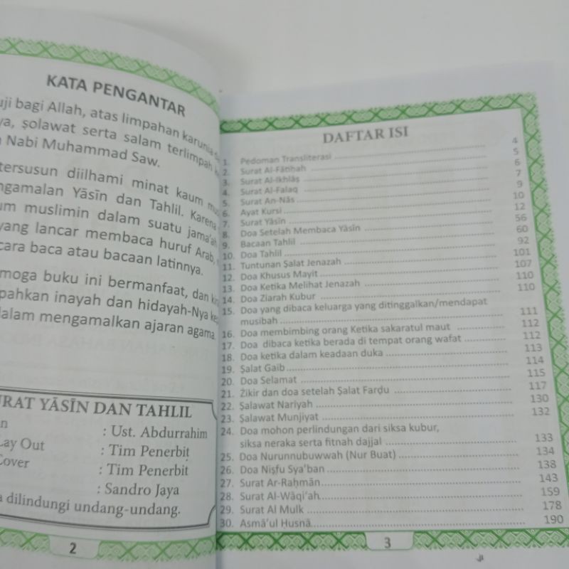 buku surat yasin dan tahlil doa nurbuat 192 halaman A6 (12×15cm)