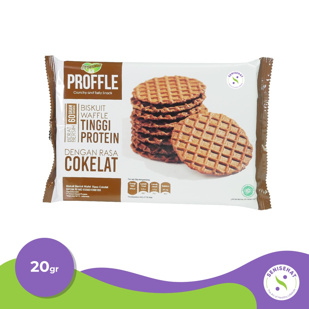 Proffle Coklat 60gr - Biskuit Tinggi Protein - Senisehat