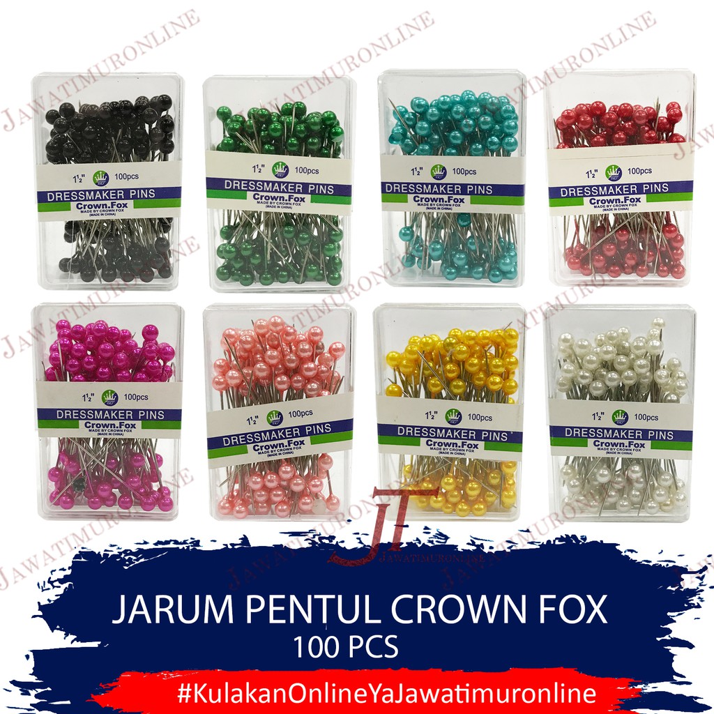 Jarum Pentul Crown Fox  1 Warna Dus Mika - Jarum Pentol Warna Crown Fox
