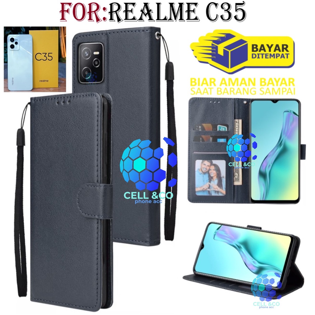 NEW REALME C35 CASE FLIP LEATHER WALLET PREMIUM FLIP CASE BUKA TUTUP KESING HP CASING FLIP CASE WALLET REALME C35 TERBARU