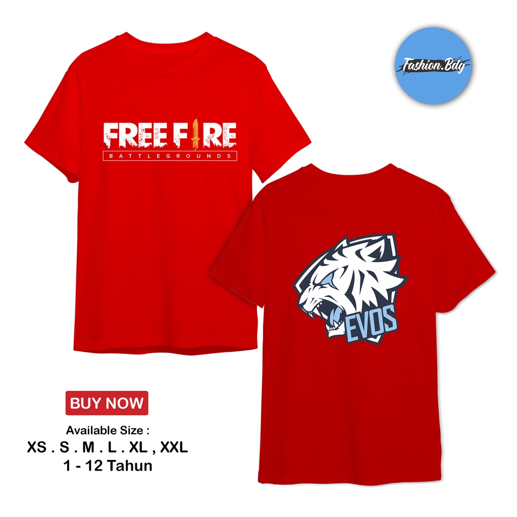 Kaos Baju Anak Free Fire Team Evos E Sport Kaos Game - Fashion Bdg