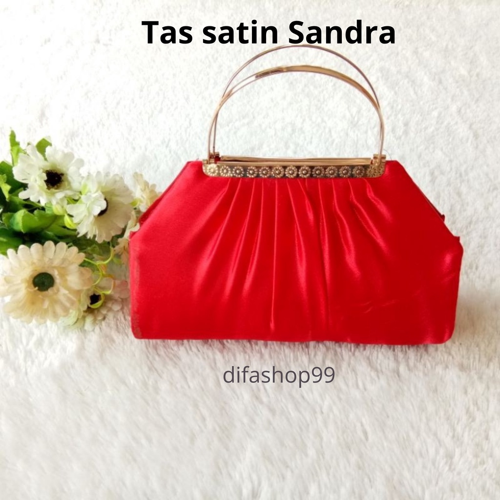 TAS  SATIN SANDRA MODEL CLUCHT DAN SELEMPANG MEWAH DAN ELEGAN READY BISA COD SELURUH INDONESIA