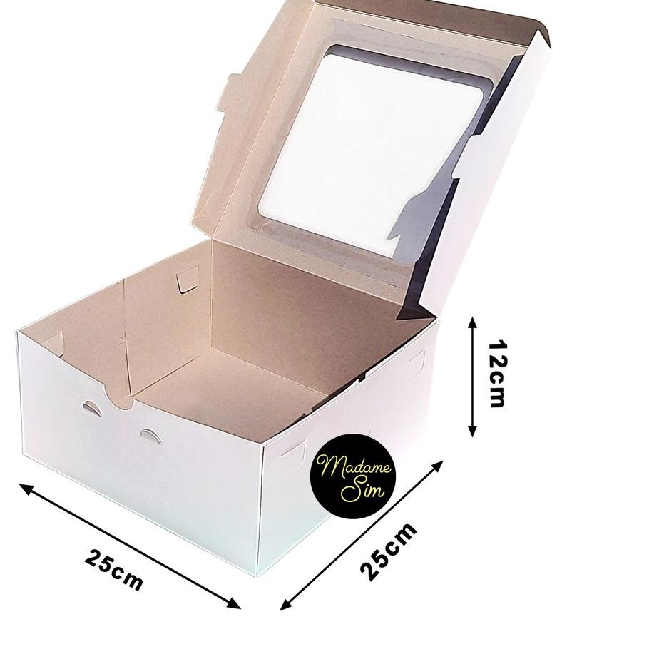 

❋ KOTAK KUE - CAKE BOX 25 x 25 x 12 CM - DUPLEX PUTIH ( ISI 10 PCS ) ♖
