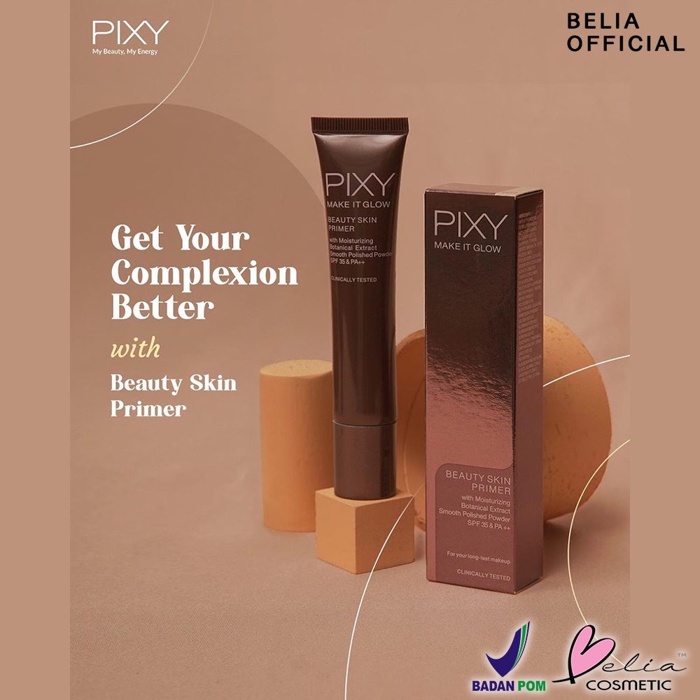 ❤ BELIA ❤  PIXY Beauty Skin Primer Make It Glow 25mL | Techno-Fixed Matte | Primer | Base Make Up | BPOM