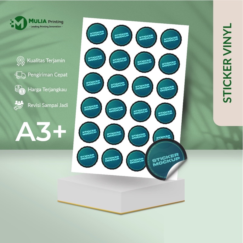 

Cetak Custom Sticker Label Vinyl (Print & Cut) | Label Kemasan Vinyl A3 | Stiker | - MULIA PRINTING