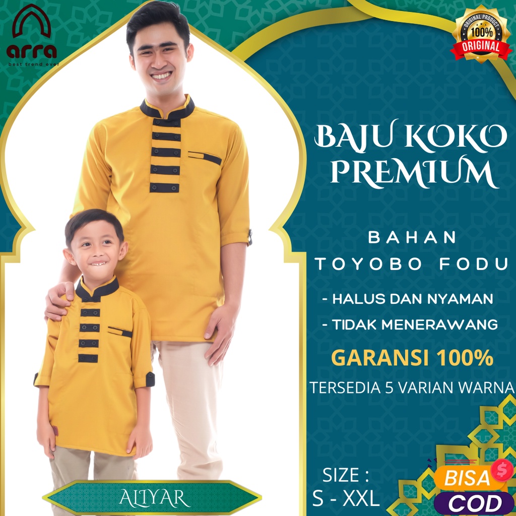 Baju Kemeja Koko Kurta Pakistan Pria Dewasa Couple Keluarga Ayah Dan Anak Laki Laki Lengan Pendek Pr