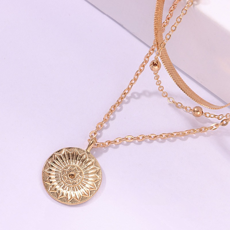 [ Stock ] Fashion Multi-layer Round Bead Tag Pendant Necklace/ Simple Charm Layered Choker/ Elegant Tag Pendant Long Necklace/ Personality Round Tag Clavicle/ Party Wedding Jewelry