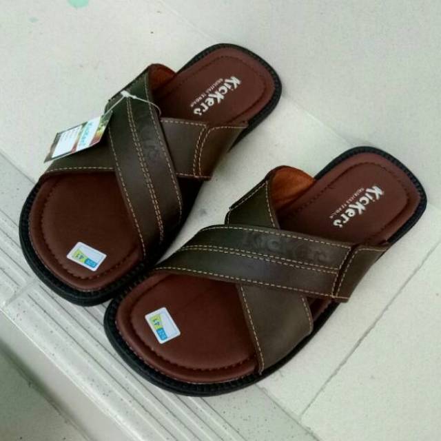 Sandal kulit sandal pria silang coklat