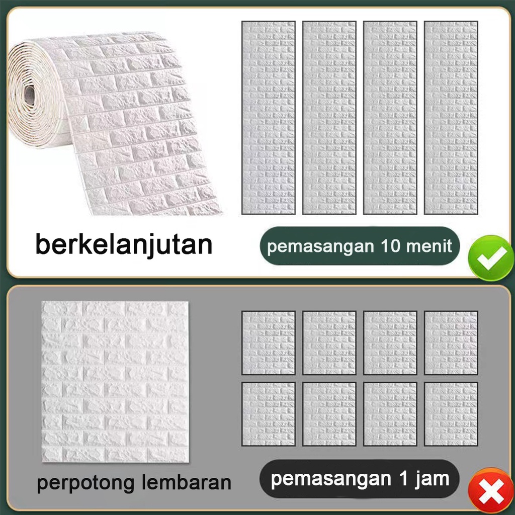 sticker dinding panjang tanpa sambungan / wallpaper gulungan tanpa sambungan pola bata 3D / wallpaper hiasan dekorasi kamar / walpaper tahan air tidak lembab 5pcs x (0.7x0.77m)-1