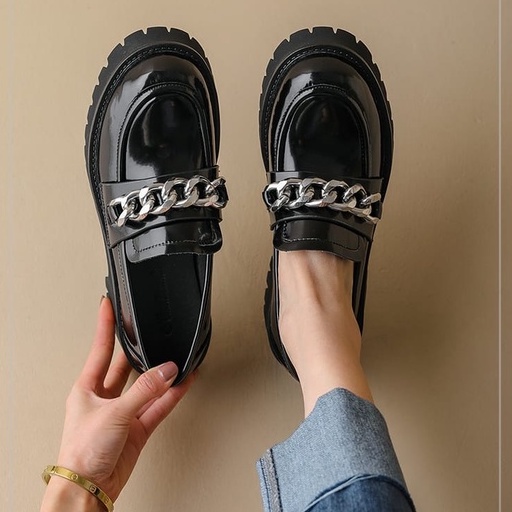 SEPATU WANITA LOAFERS / SEPATU DOCMART RANTAI SILVER 2022 IMPOR PREMIUM 0777