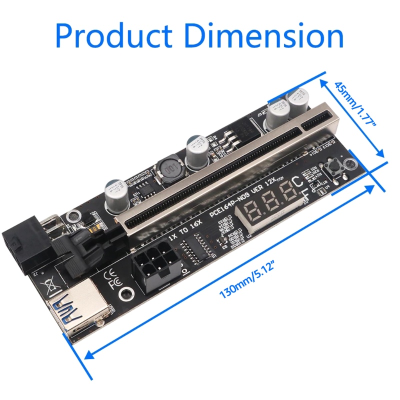 Btsg VER12X Riser Untuk w/Sensor Suhu PCI E GPU Card 1X Ke X16 Kabel USB Untuk Vi