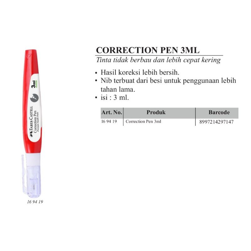 

Faber Castell Correction Pen Mini Tipex Cair 3 ml