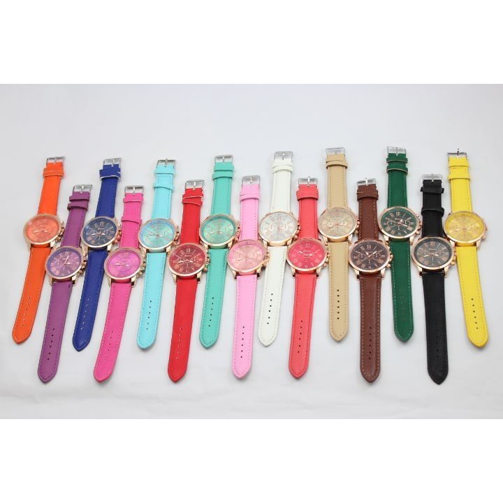 Geneva Fashion Strap Leather Jam Tangan Wanita dan Pria ( Group ) - TPT