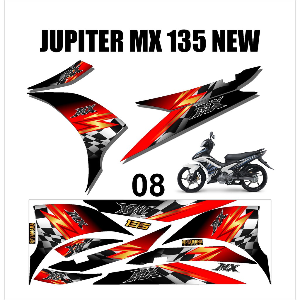 Stiker Sticker Striping Lis Variasi Yamaha Motor MX NEW 135 Keren Murah Desain DS MXN – 8