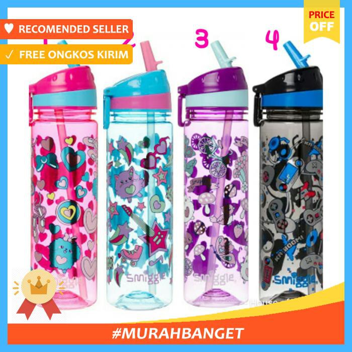 Smiggle Squad Drink Up Straight Bottle Botol Minum Smiggle Fuchsia - Bekal - Botol Minum & Termos