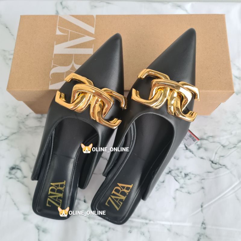 Sandal slip on knot gold hardware (GHW)  new women shoes modern selop flat shoes sepatu sandal mules
