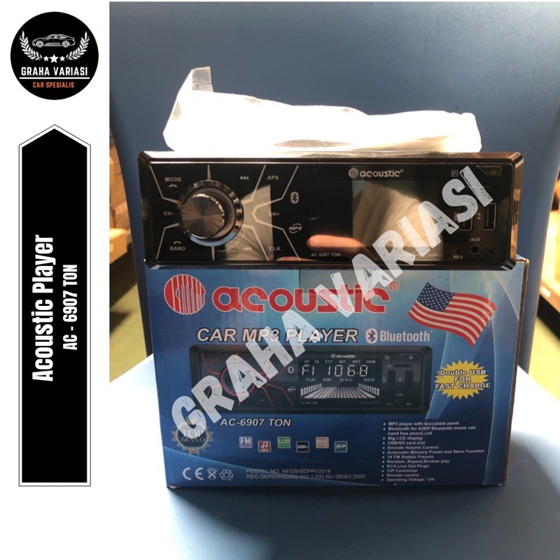 Tape Mobil Acoustic AC-6907 TON Single Din Car MP3 Player