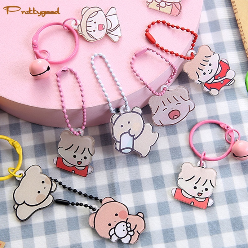 Gaya Korea Lucu Kartun Gantungan Kunci Akrilik Tas Liontin Gantungan Kunci Anak-anak Dewasa -PD