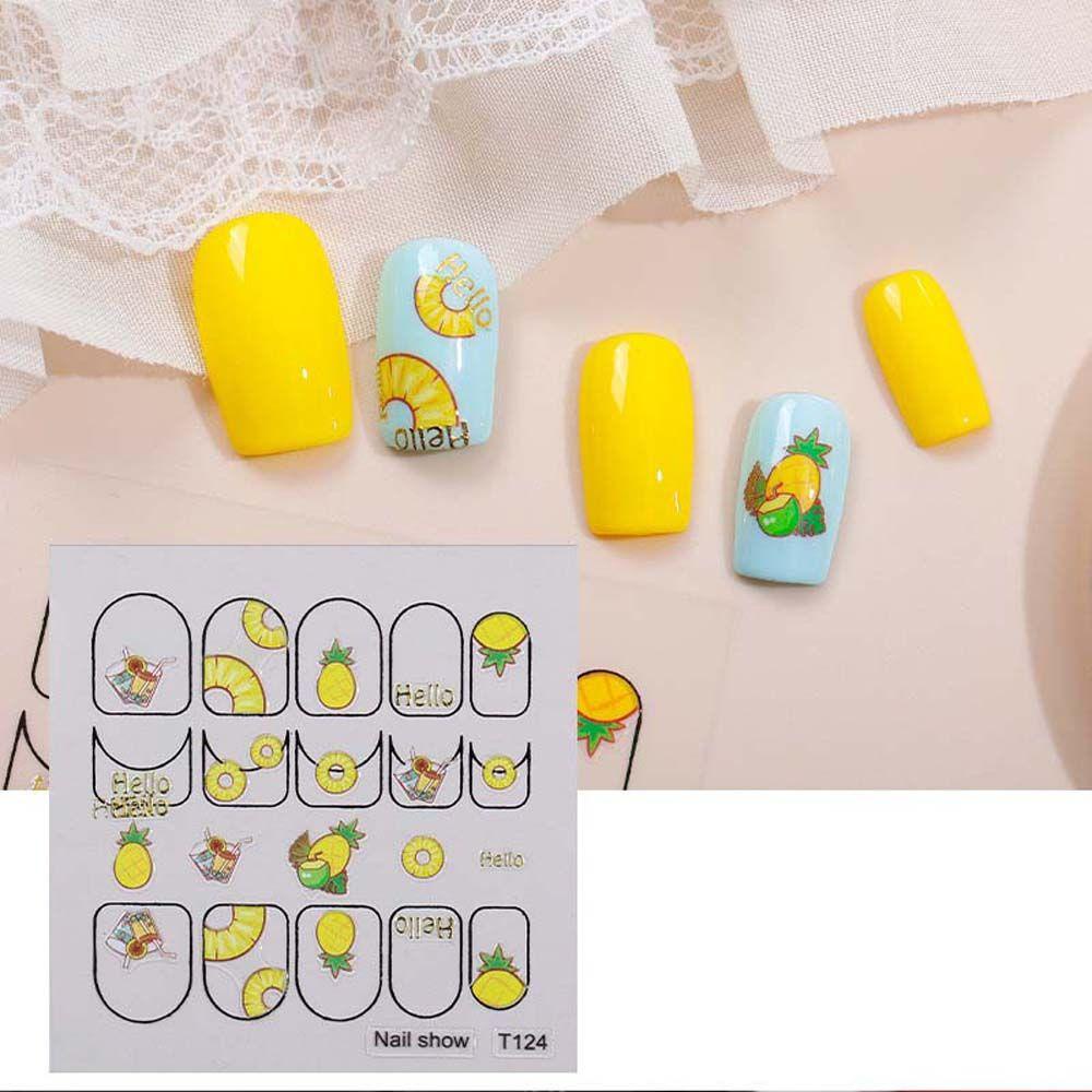 Agustinina Stiker Kuku Kartun Fashion Bunga Kelinci Strawberry Fruits Nail Art Dekorasi