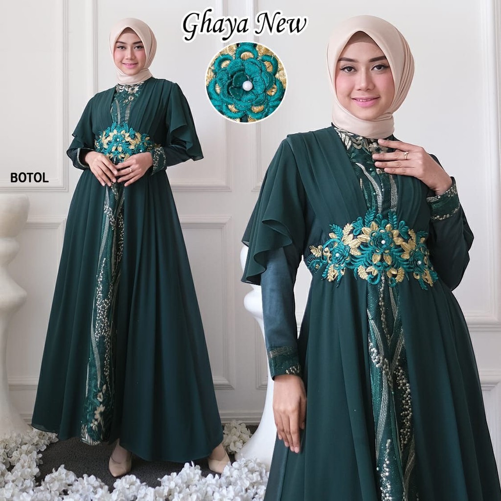 BAJU  DRESS GAMIS PESTA GHAYA JUMBO MUSLIMAH PESTA MEWAH BAJU PESTA MUSLIM TERBARU KEKINIAN PREMIUM