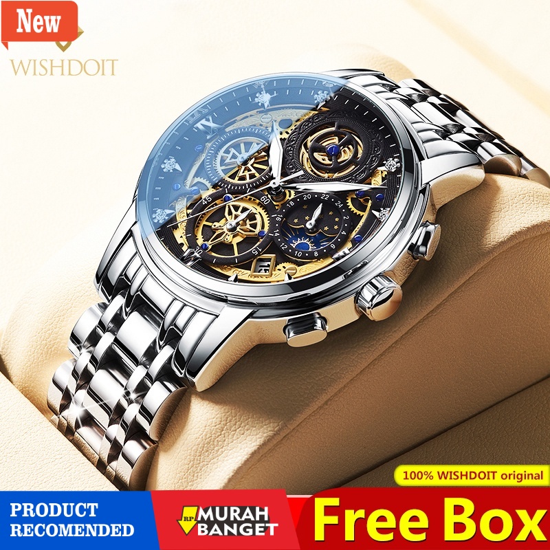 Jam pria analog terbaik- COD100%Original WISHDOIT Jam Tangan Pria Anti Air Cowok Men Watches Waterpr