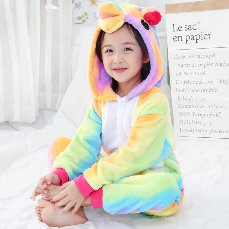 BONEKA KOSTUM ONESIE UNICORN RAINBOW PIYAMA COSPLAY ANAK