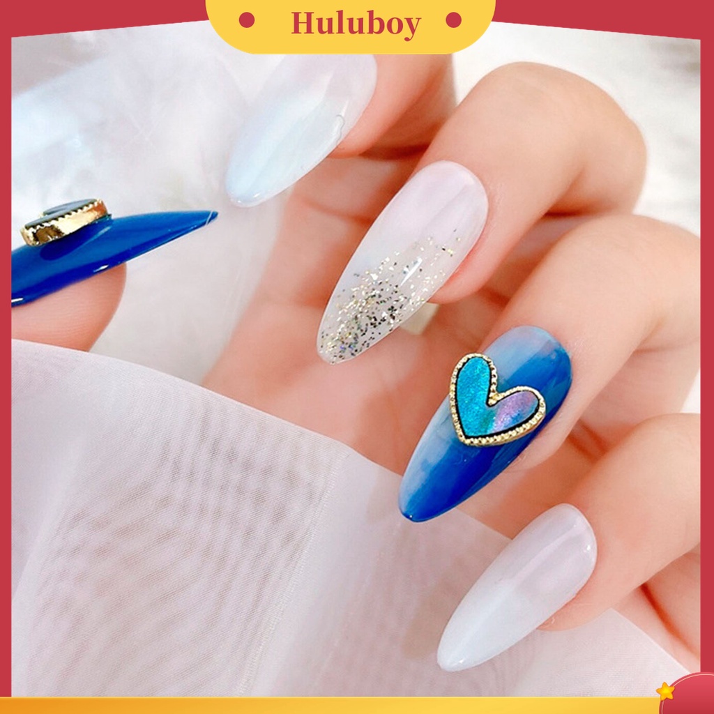 Huluboy Huluboy♡ 10pcs / Set Ornamen Bor Kuku 3D Bentuk Hati Peach Untuk Dekorasi Nail Art Salon