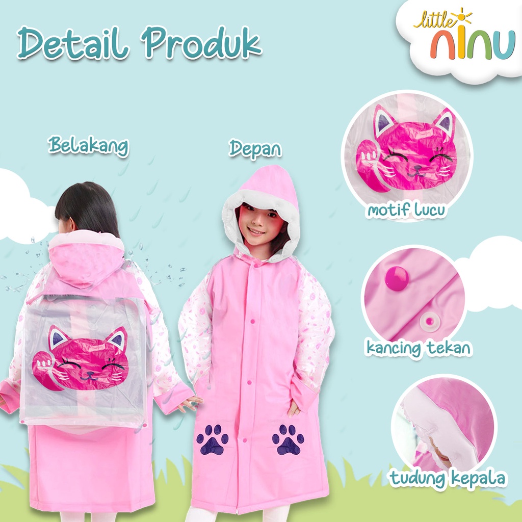 Jas Hujan Anak / Jas Hujan Ransel Karakter Anak Little Ninu 0004
