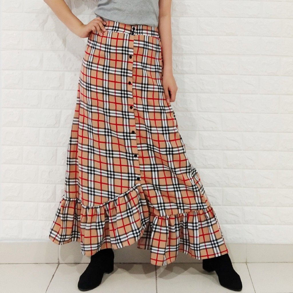 ROK KOTAK BUEBERRY PANJANG #GLFASHION