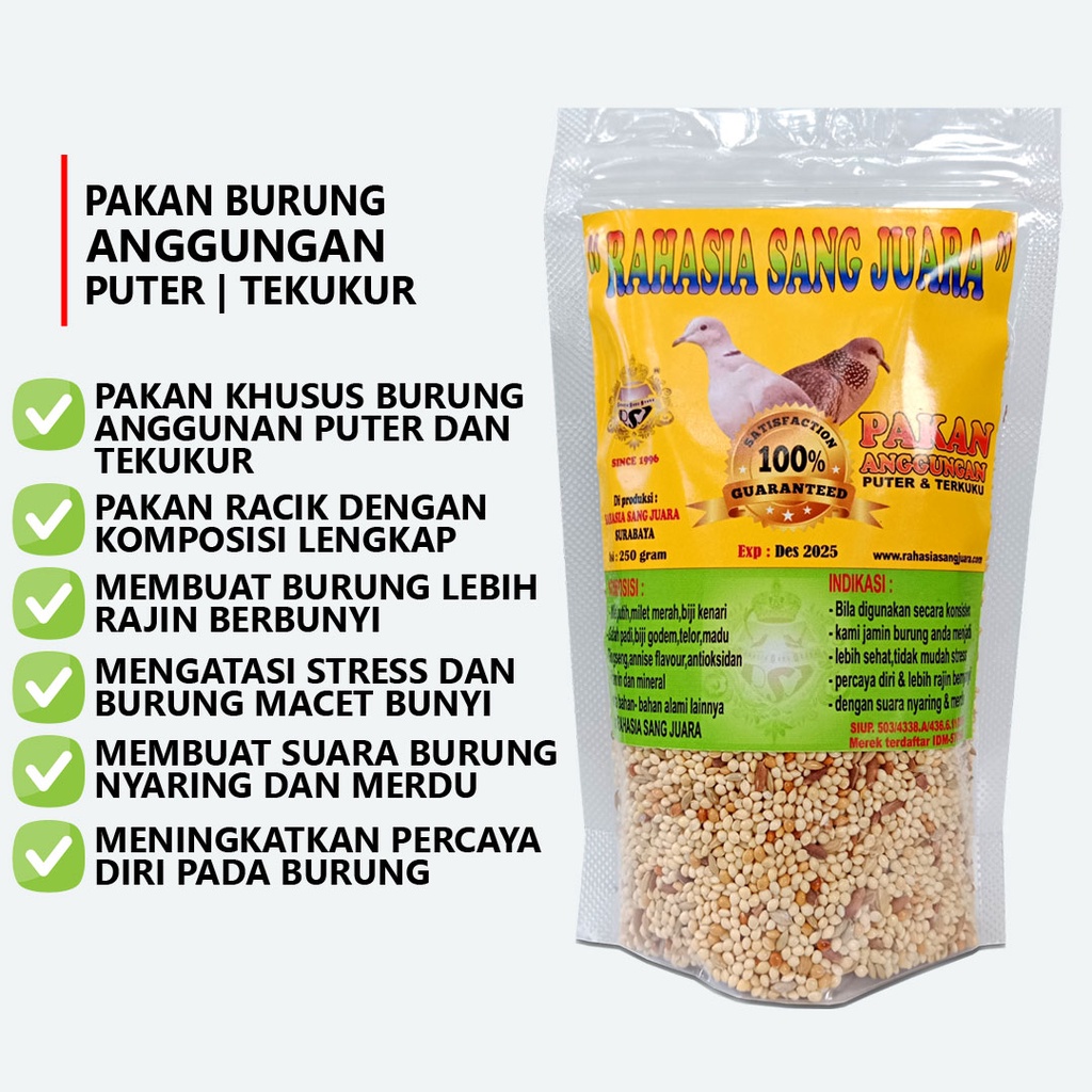 PAKAN BURUNG PUTER PELUNG DAN TEKUKUR