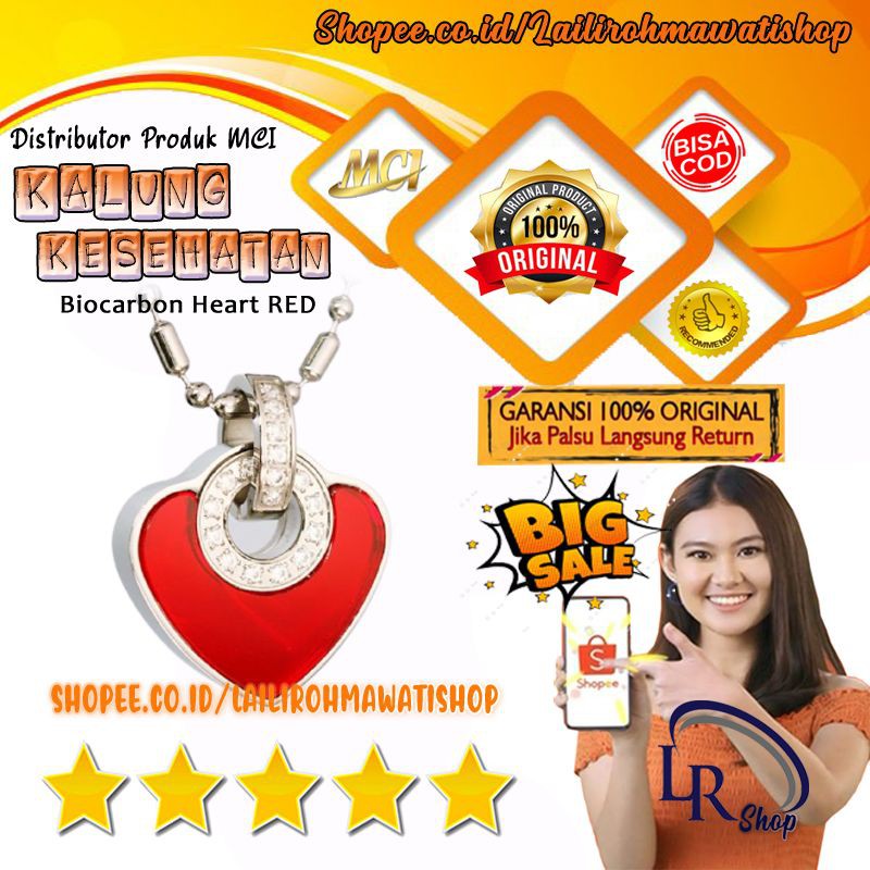 KALUNG KESEHATAN MCI - KALUNG BIOCARBON HEART RED - KALUNG KESEHATAN - KALUNG MCI ASLI