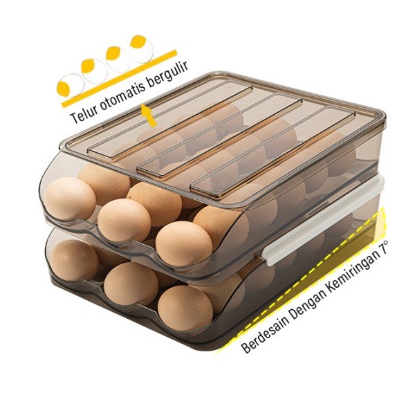 Tempat Telur Susun Kotak Penyimpanan Telur Rak Telur Egg Box - 2 Tingkat