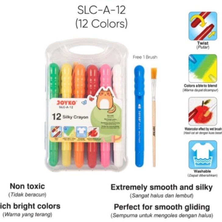 

Banyak Dipakai.. Silky Crayon Krayon Halus Joyko SLC-A- 12 Warna Colors