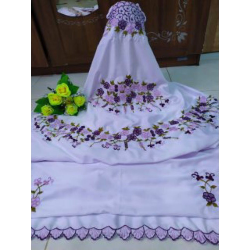 mukena bordir baru,, bahan polino silk grade aaa