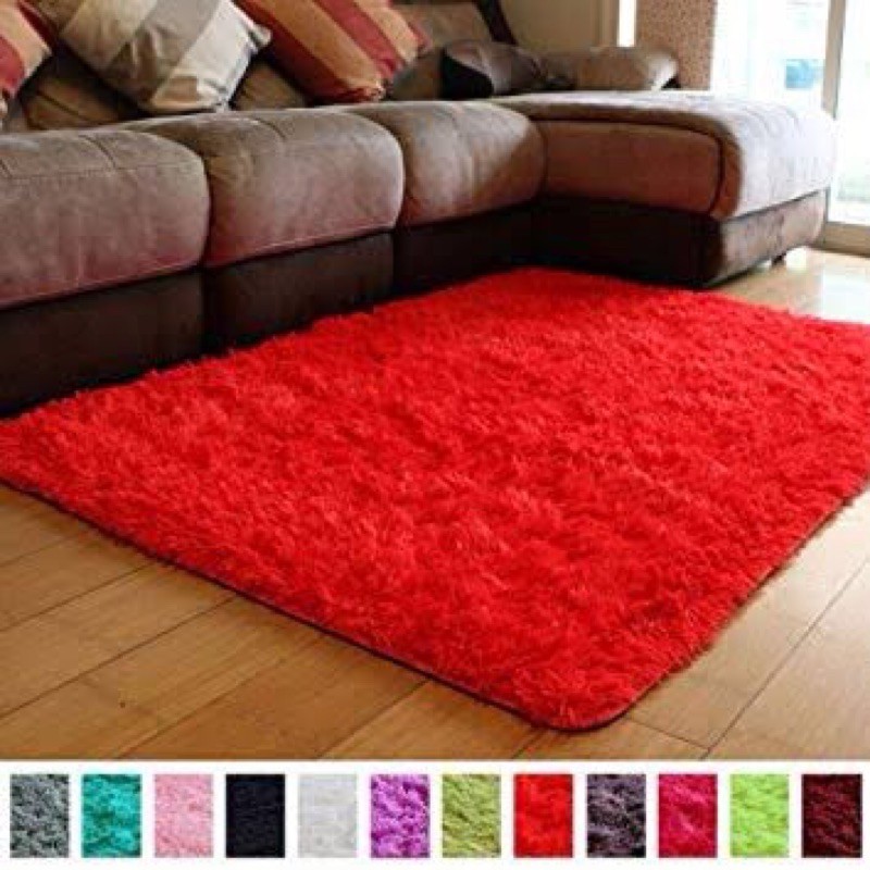 PAKET KARPET BULU RASFUR PREMIUM + 2PCS BANTAL SOFA BULU