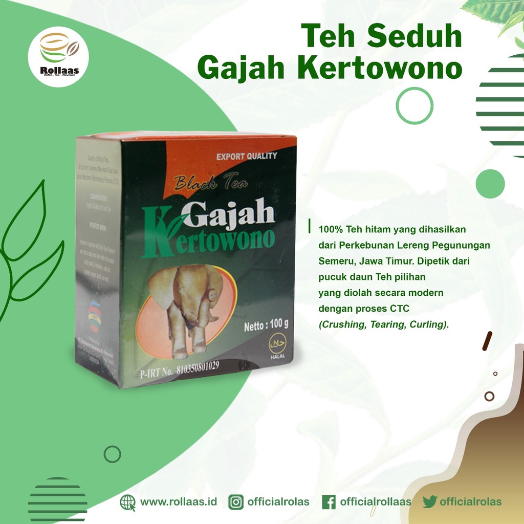 

Rolas Teh Gajah Kertowono 100 gr – Teh Hitam