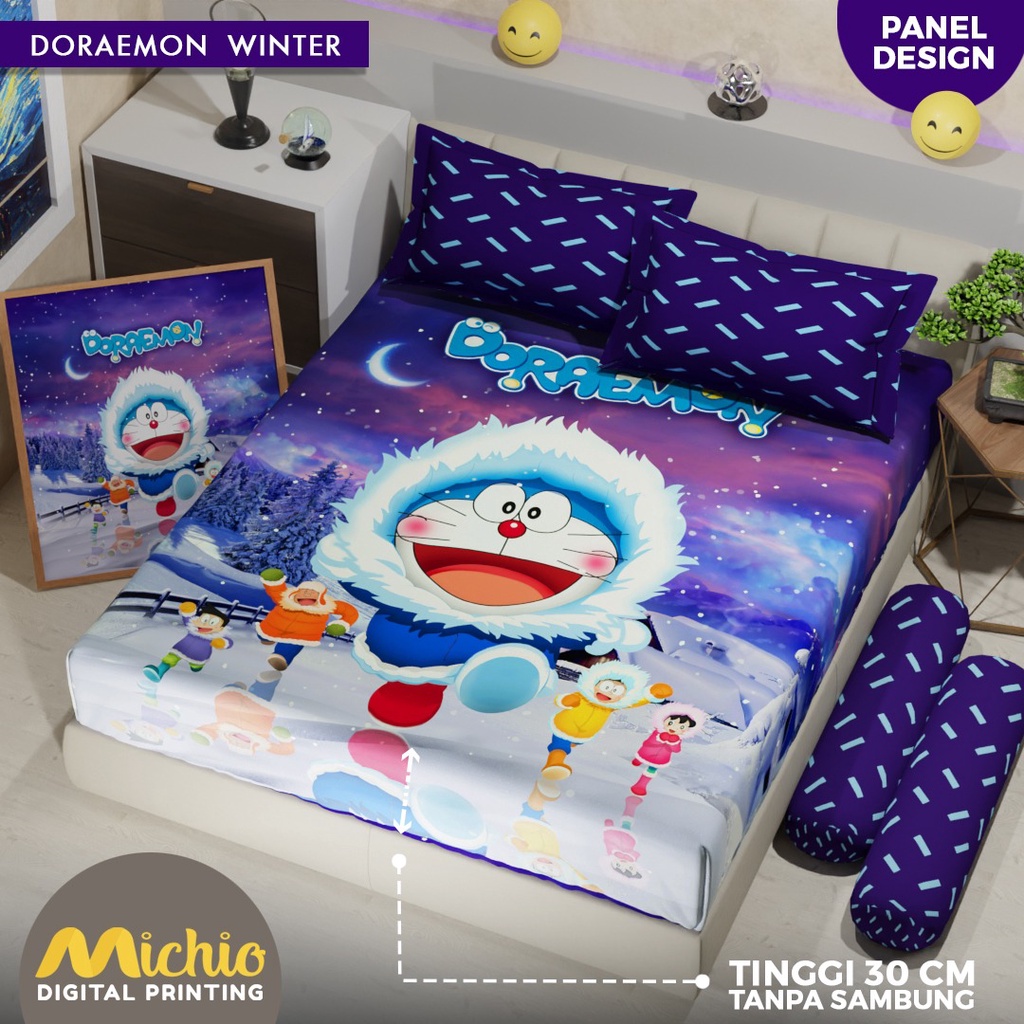 SPREI PANEL MICHIO TINGGI 30 180X200X30, 160X200X30 DAN 120X200X30 DORAEMON WINTER