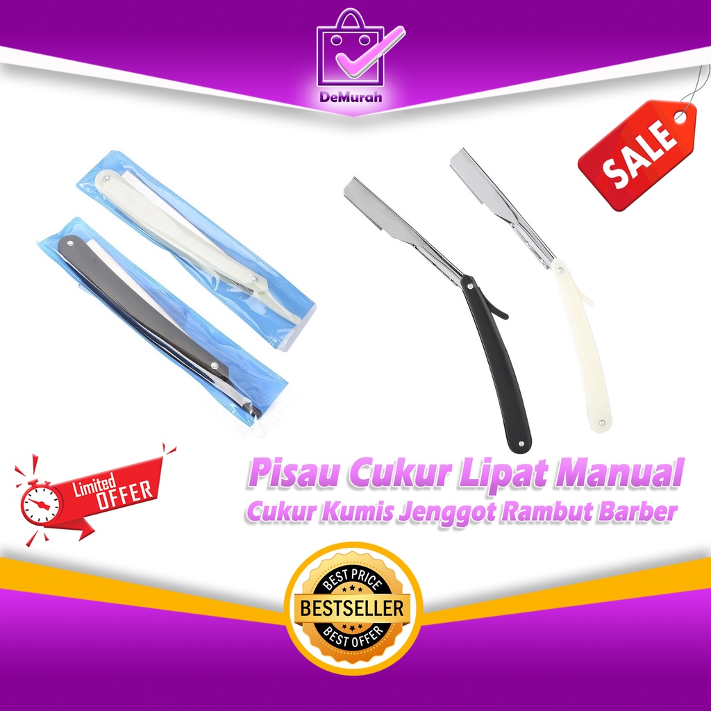 Pisau Cukur Lipat Manual Cukur Kumis Jenggot Rambut Barber 0753