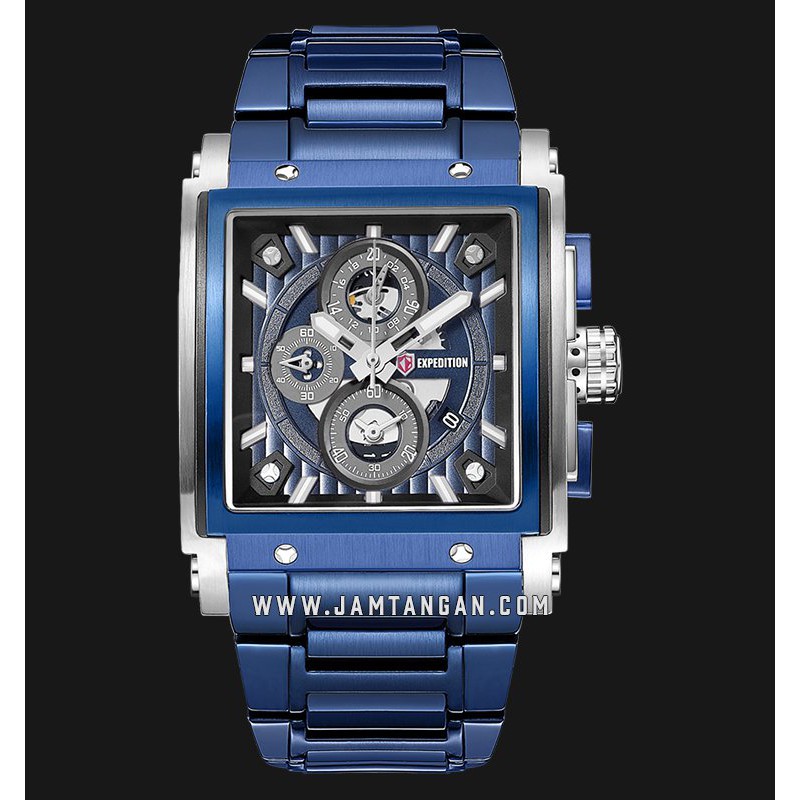 Expedition E 6731 MC BTUBU Man Chronograph Skeleton Dial Blue Stainless Steel