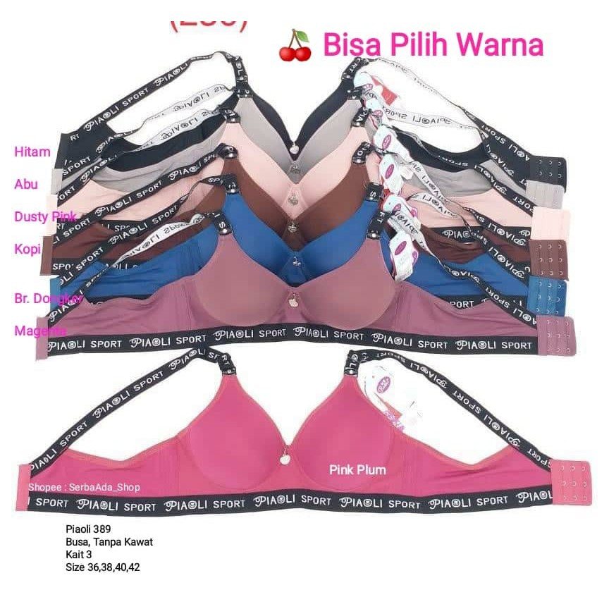 Sport Bra Merk Piaoli 389 Size 36 - 42 Tanpa Kawat Nyaman kualitas bagus Import