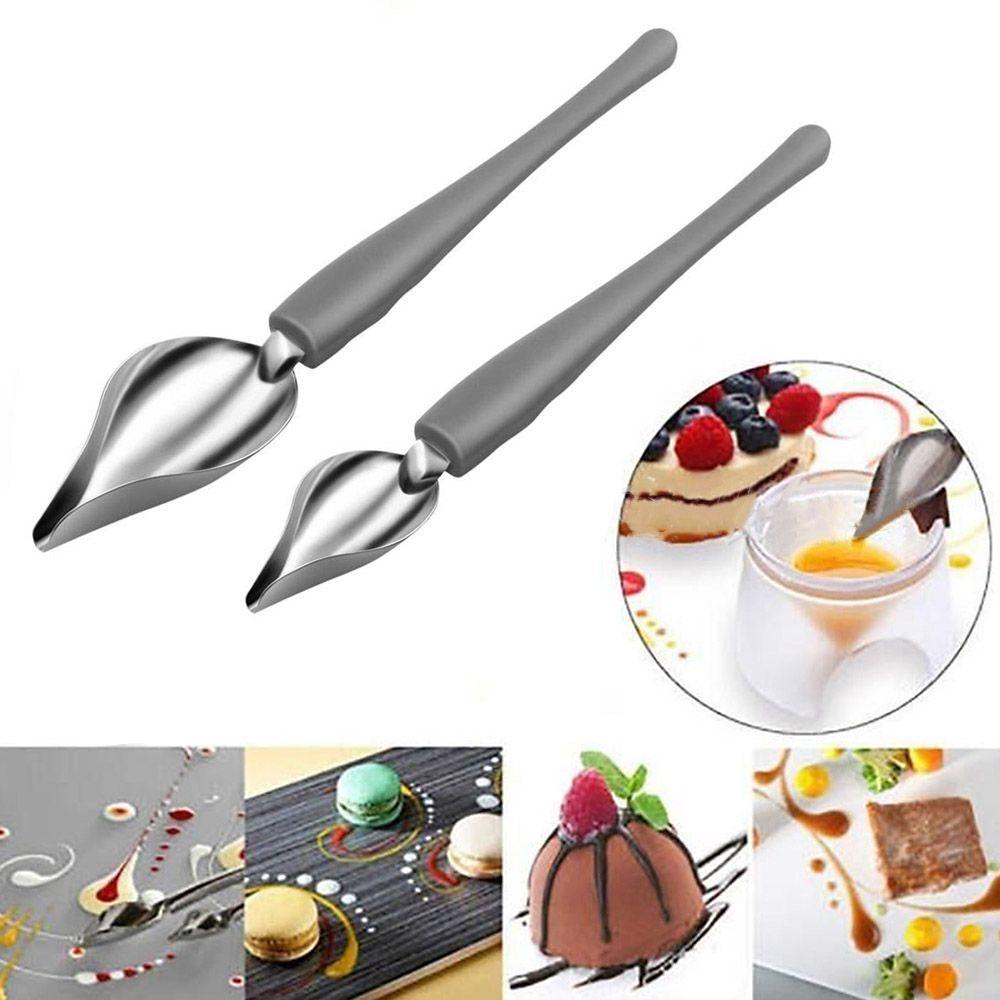 Sendok Dekorasi Koki Nanas Alat Dapur Sendok Dessert Stainless Steel Lukisan Pensil Sendok Saos Lukisan Seni Pensil Gambar Desain