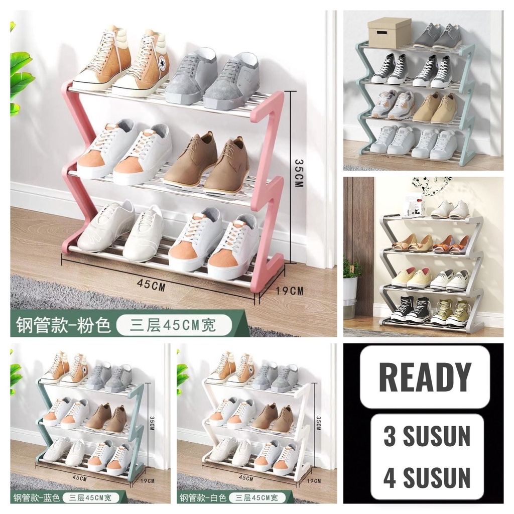 SHENAR! RAK SEPATU ZIGZAG 4 SUSUN/3 SUSUN RAK SEPATU SERBAGUNA/Z SHAPE SHOE RACK