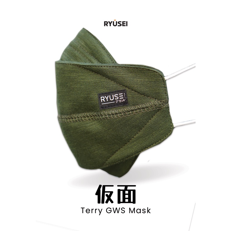 Masker Kain Ryusei Masker Terry GWS 2 Tone Green