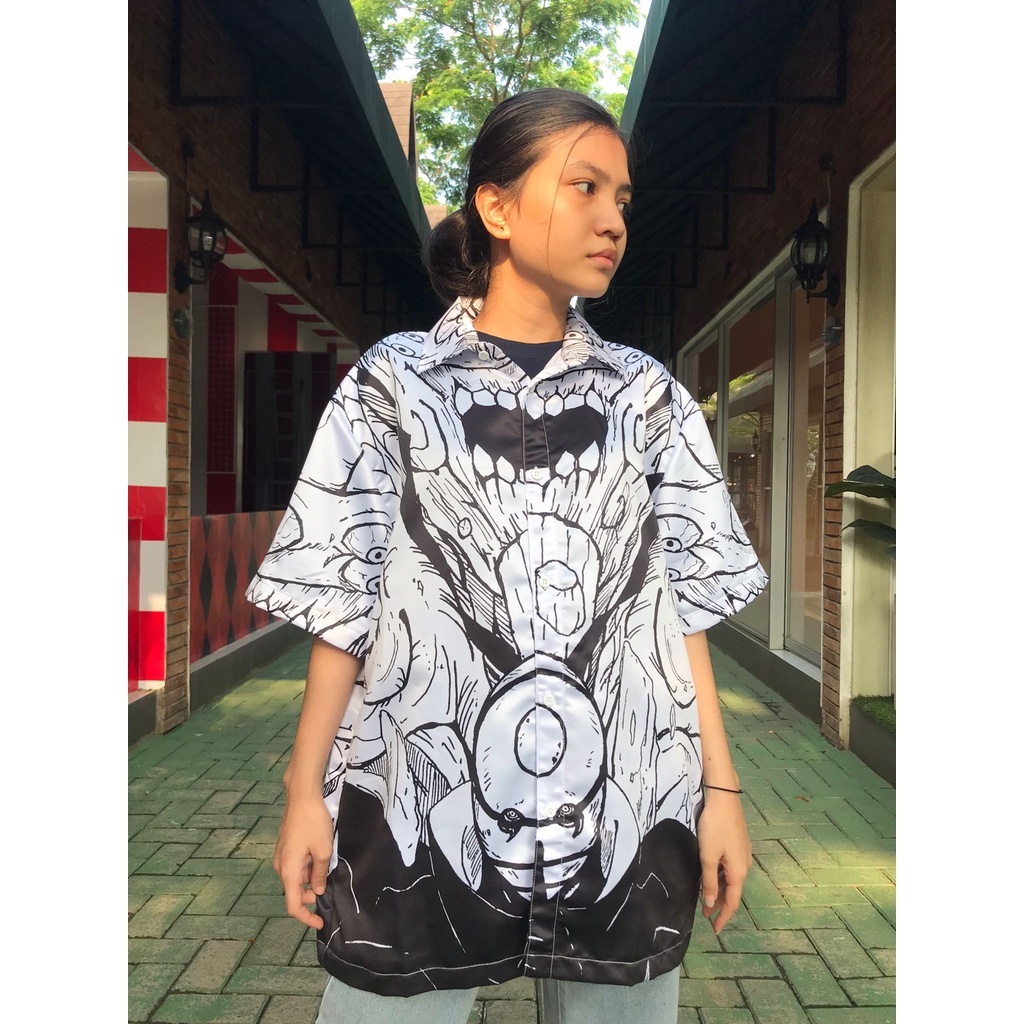 Kemeja Obito Gedo Mazo White Anime Manga Naruto Premium Unisex